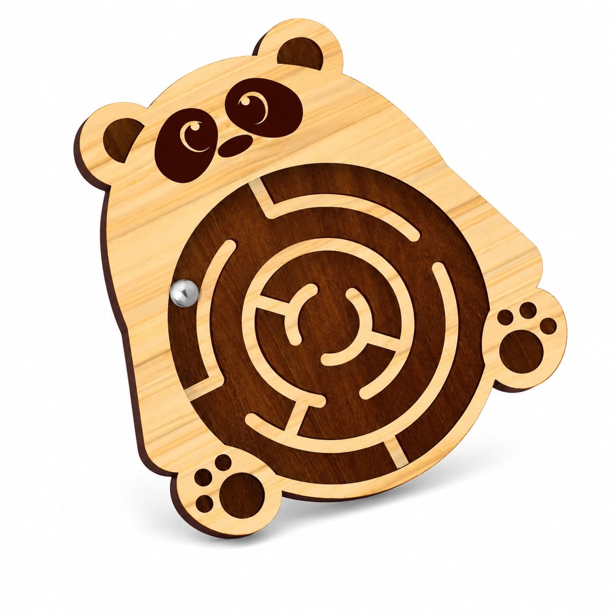 WoodyTales Premium Wooden Panda Labyrinth Maze Board β Balance & Concentration Puzzle Game for Kids